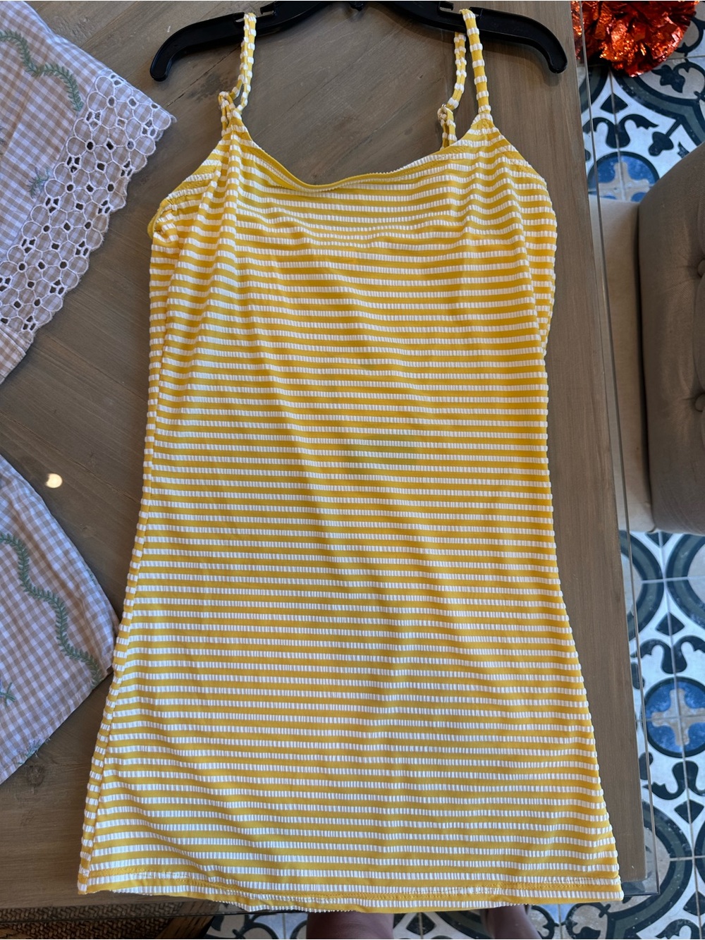 Snapper Rock Yellow and White Striped Swim Coverup